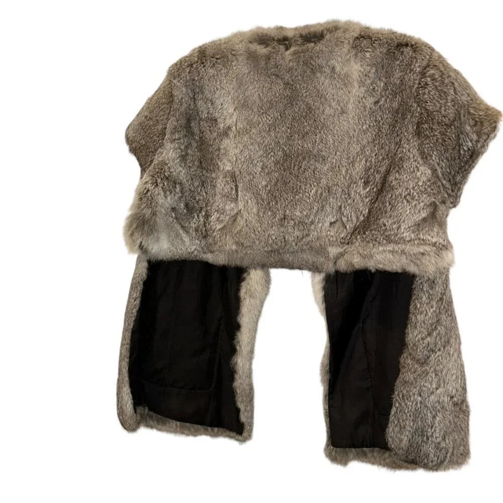 Opening Ceremoney dove gray real rabbit fur capelet shrug WEDDING XS ASN… - Picture 3 of 5